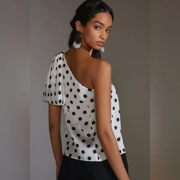 NWOT Anthropologie Sachin & Babi Polka Dot One-Shoulder Blouse // Size 2X - Picture 2 of 4